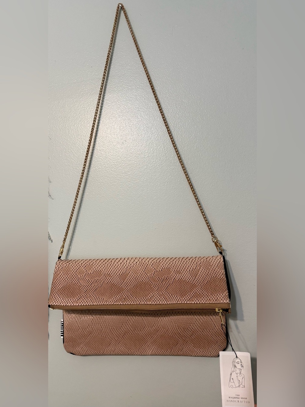 The Bagjunki Shop Handcrafted Snakeskin Bag — NWT